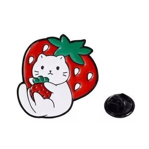 Strawberry White Cats Enamel Pins 418-2